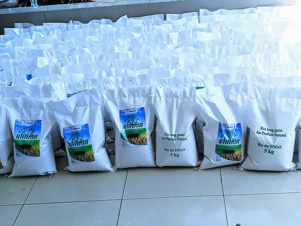 Notre riz, ensaché et prêt à être distribué